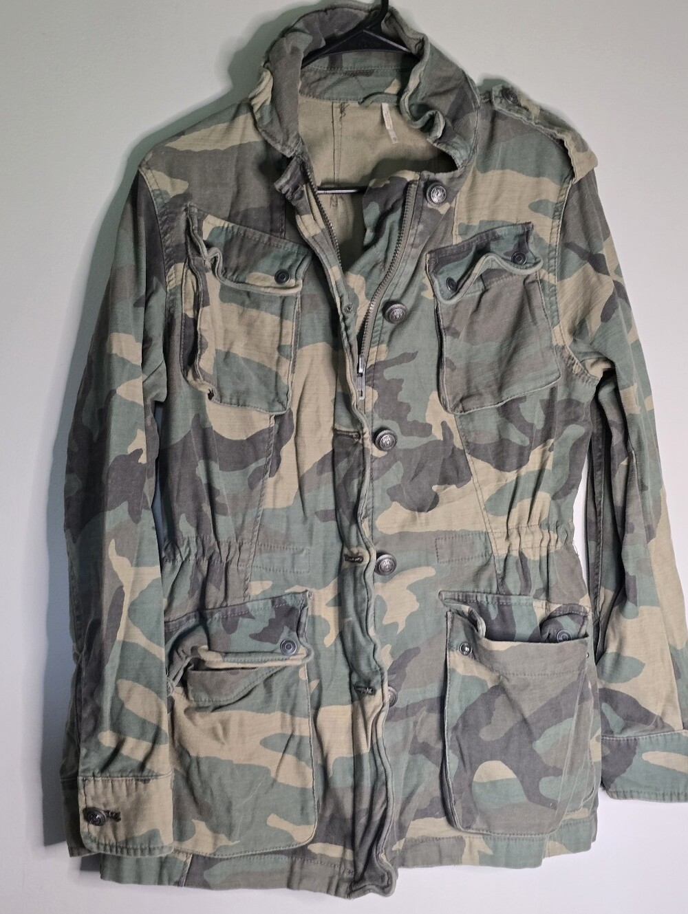 Free People Not Your Brothers Surplus MilitaCamo Utility Jacket in Green and Tan